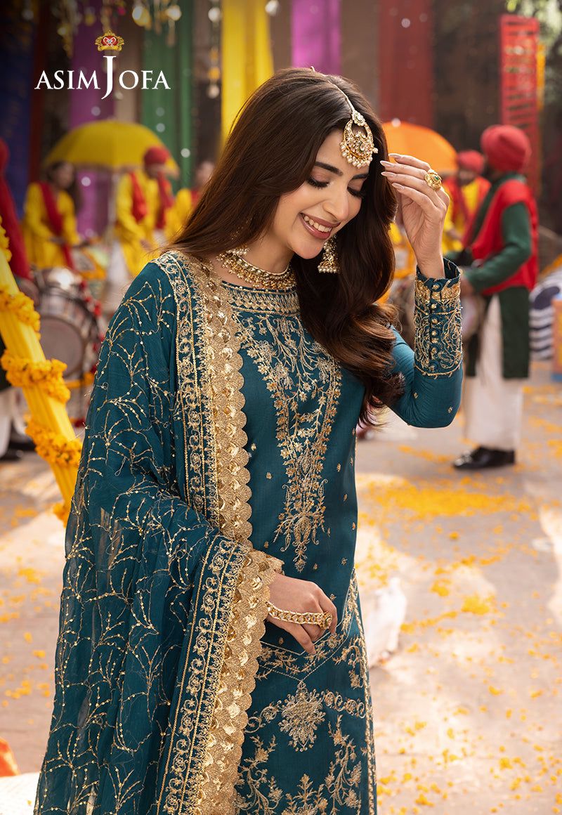 Asim Jofa Zink Chiffon Formal Collection Embroidery Dress 3pc