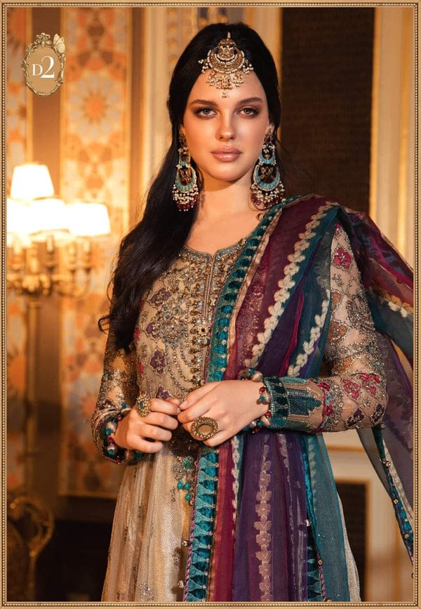 Maria B Brown Wedding Collection Dress Soft Net Fabric