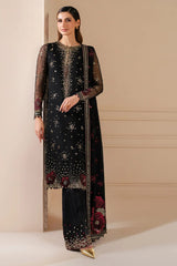 Jazmin Black Luxury Chiffon Embroidery 3piece Unstitched