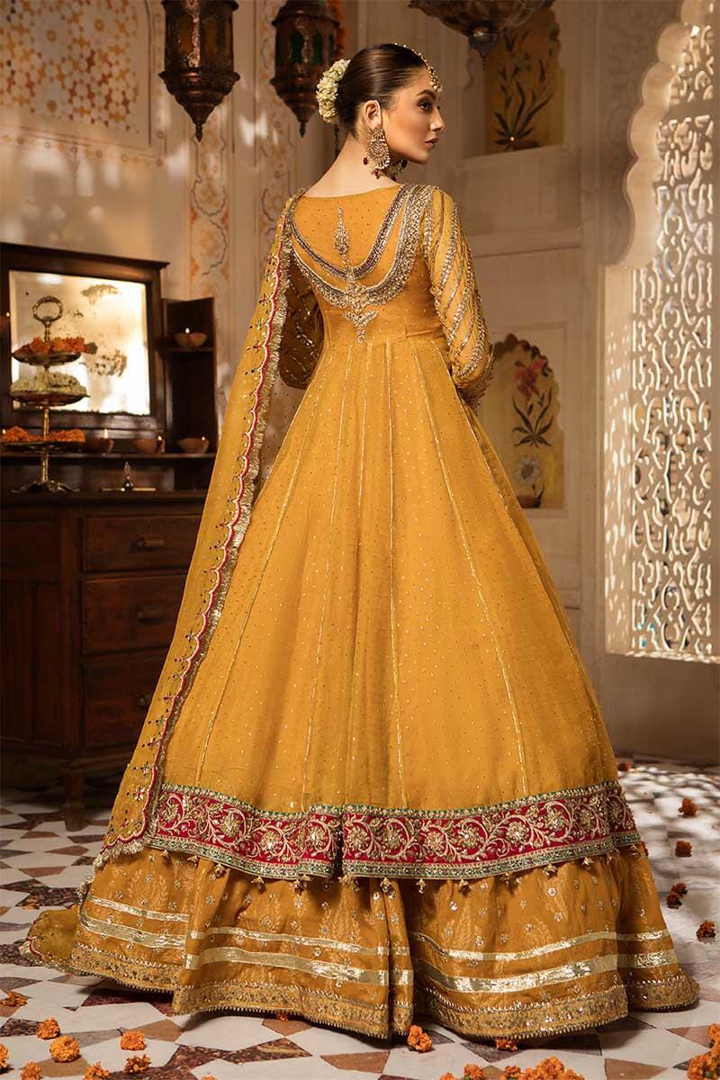 Maria B Yellow Wedding Collection Maxi Soft Net Fabric Hand Work