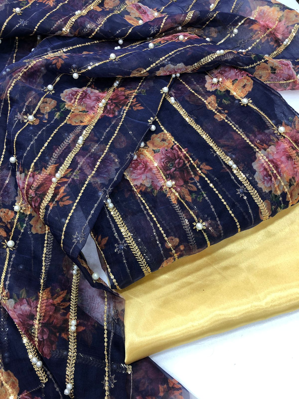 Designer Wear Blue Formal Collection Organza Dress