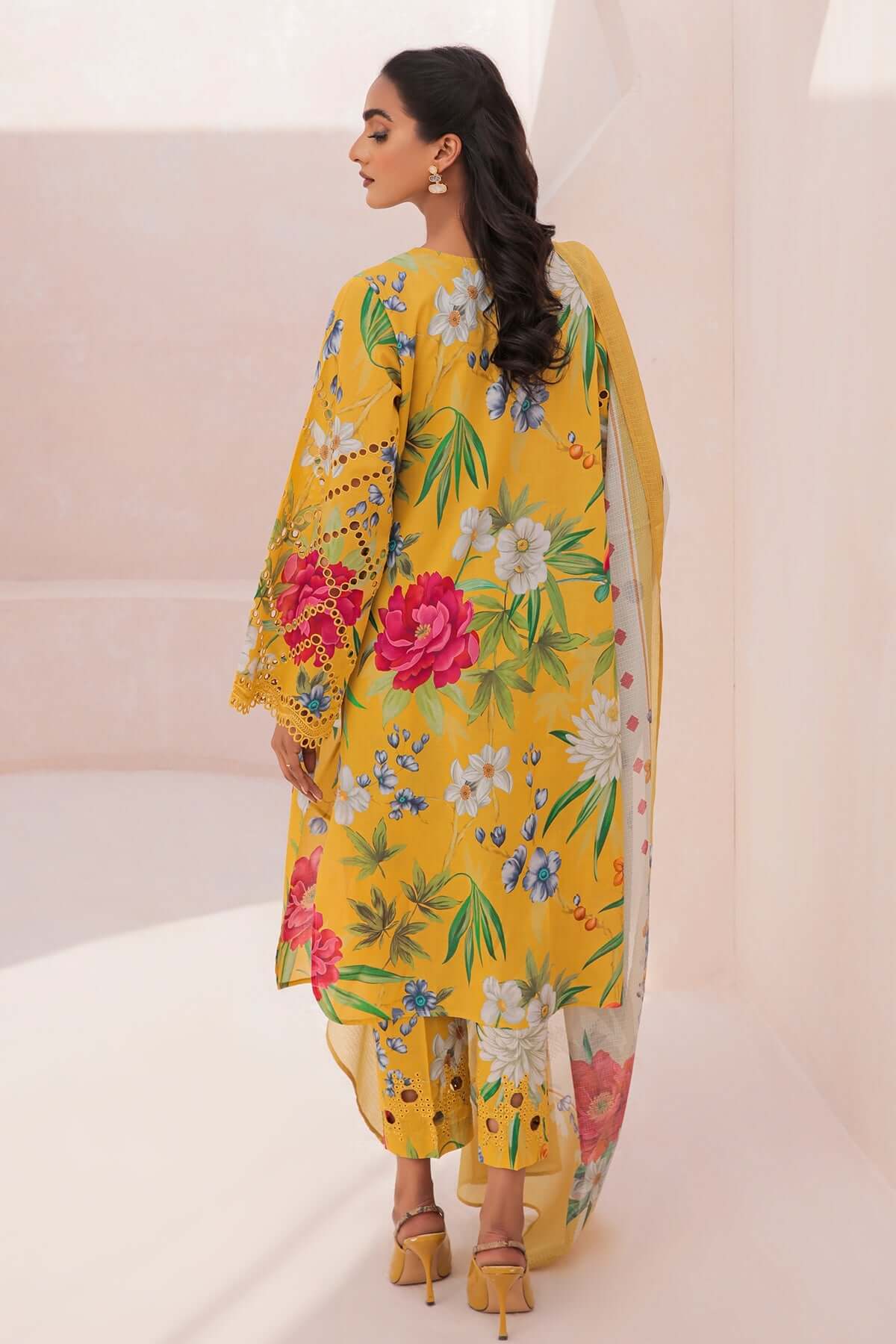 Baroque Yellow Shiffle Pure Lawn Embroidery New Arrival 3PC