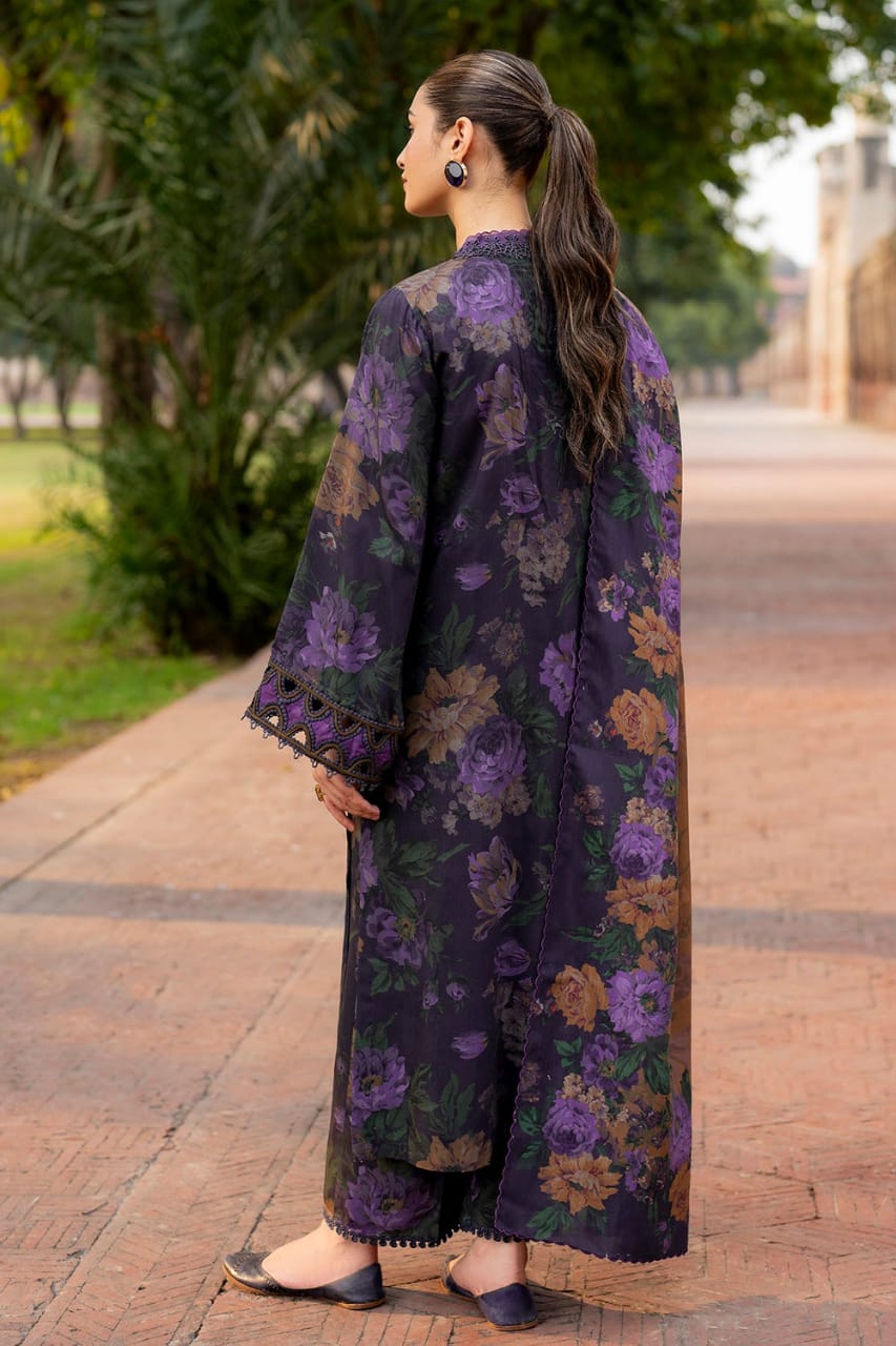 Baroque Purple Printed Lawn Embroidery Unstitched Dress