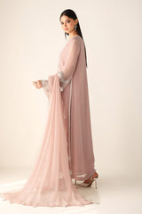 Baroque Peach Hand Wok Chiffon Embroidery Party Wear Collection 3piece Unstitched