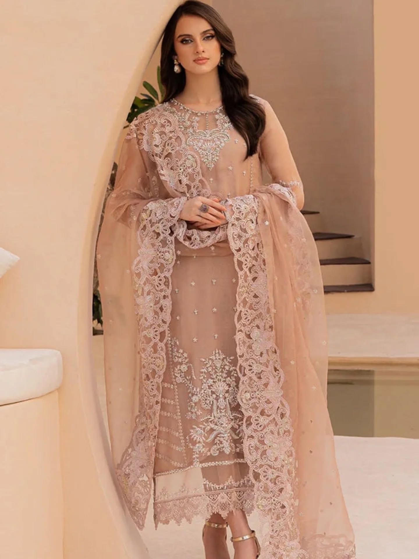 Mushq Luxury Organza Collection Embroidered Hand Work 3 Piece Unstitched