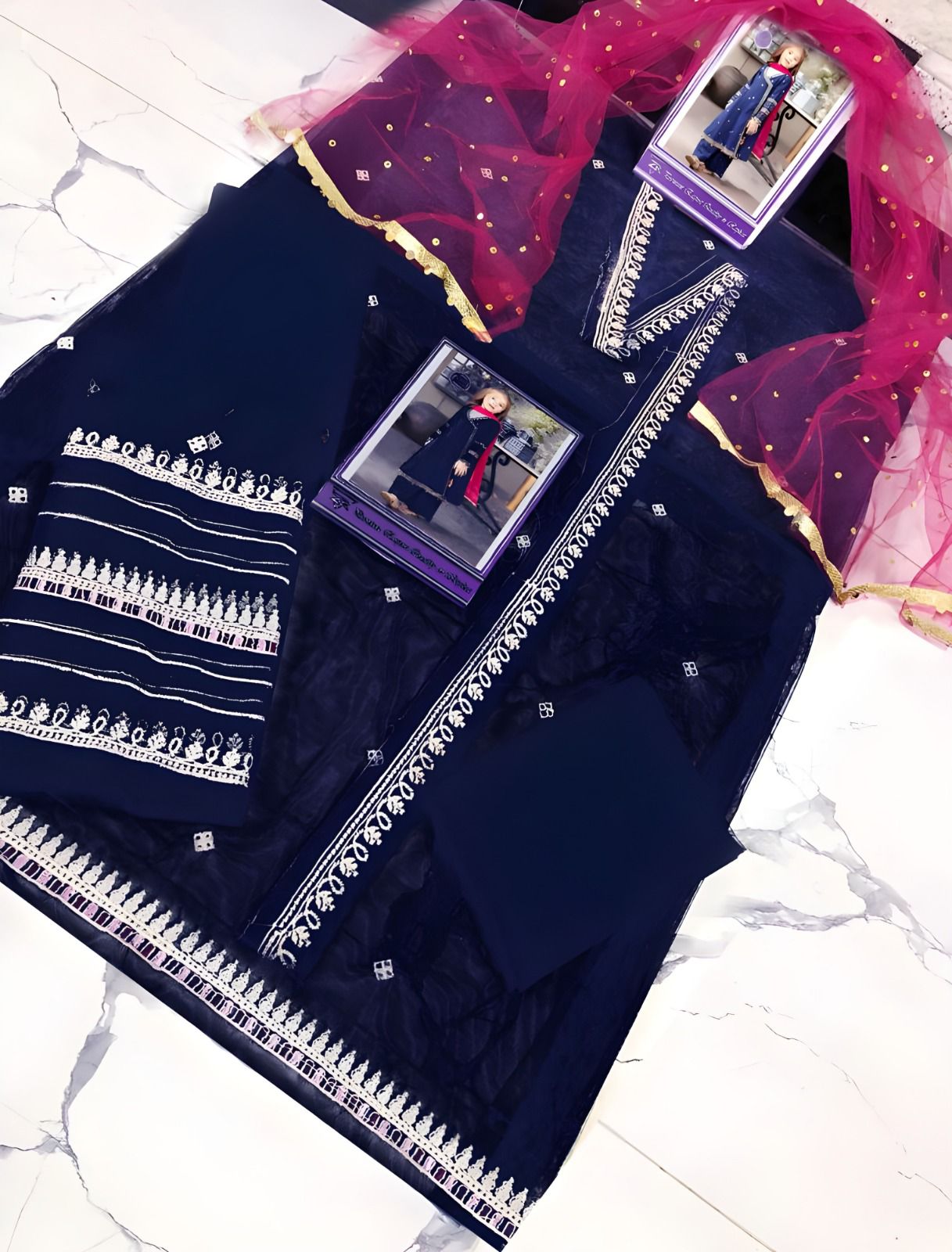 Kids Collection D010 Party Wear Dress Net Fabric Unstitched