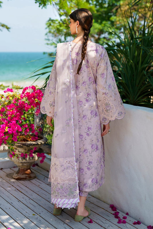 Baroque Purple Full Print Suit Summer Collection Embroidery Dress