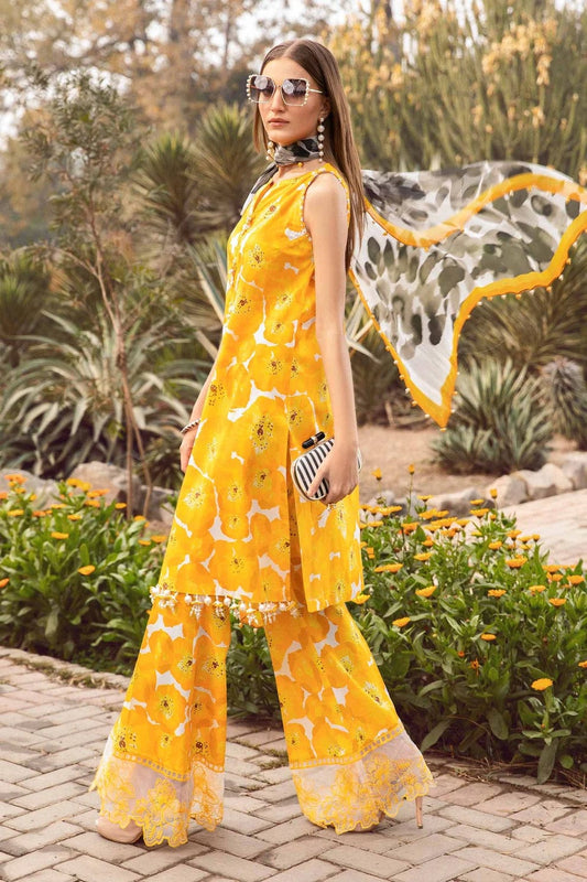 Maria B Yellow Pure Lawn Embroidery Dress 3pc