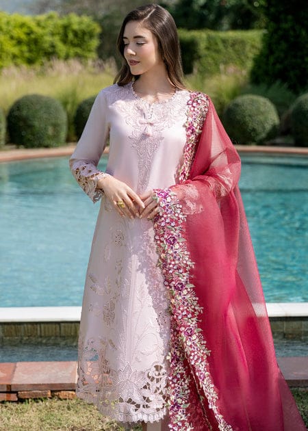 Mushq Pink Luxury Lawn Collection Chikankari