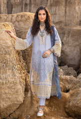 Adan Libas Gray Chikankari Shifli Lawn Dress