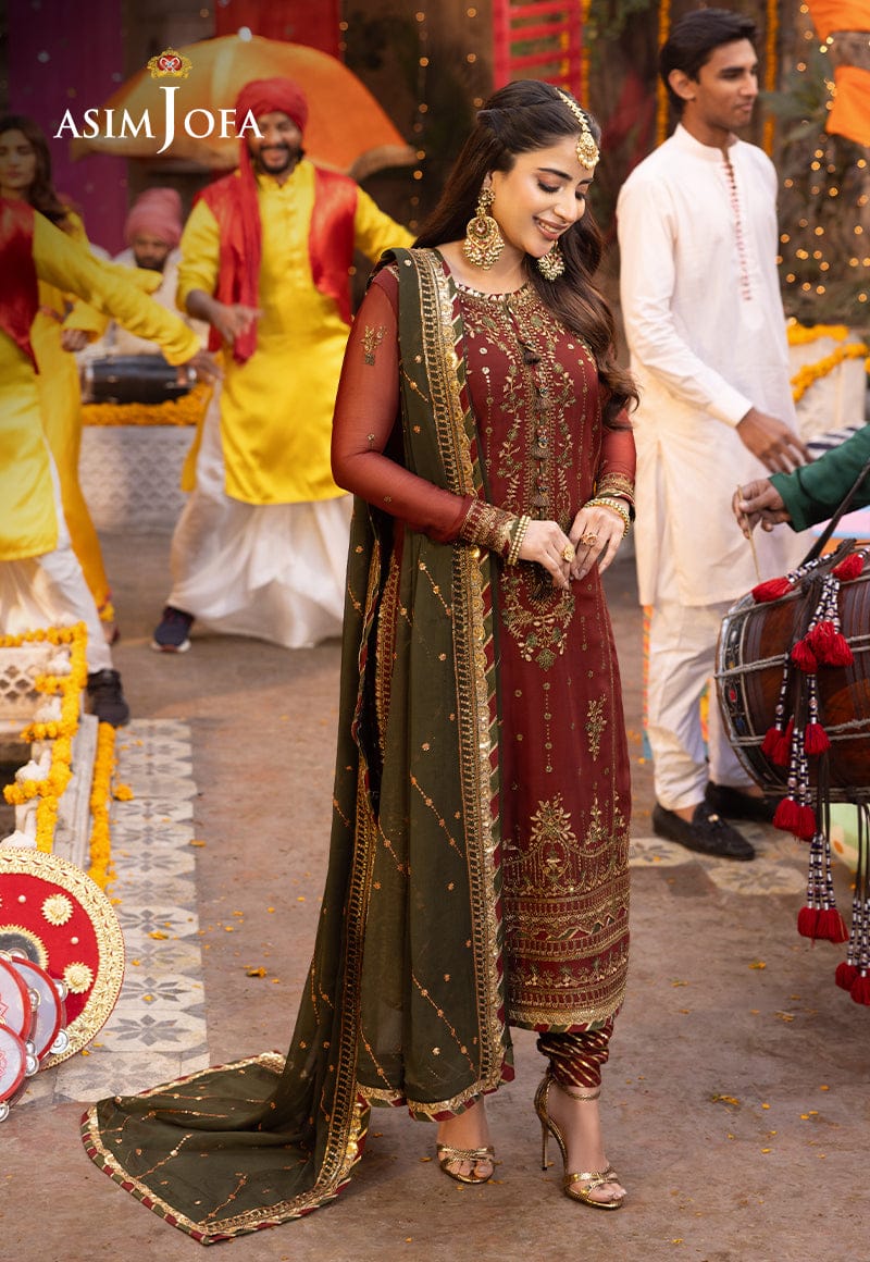 A.J Maroon Sami Pure Chiffon Formal Collection 3pc