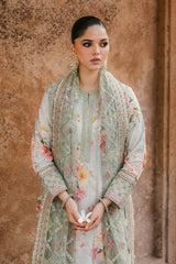 Iznik Green Lawn Embroidery Fancy Duptta 3pc Unstitched