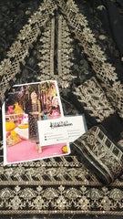 Asim Jofa black Luxury Chiffon Embroidery 3piece Unstitched