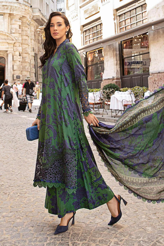 Maria B Green Blue New Arrival Printed Embroidery 3pc Unstitched Dress
