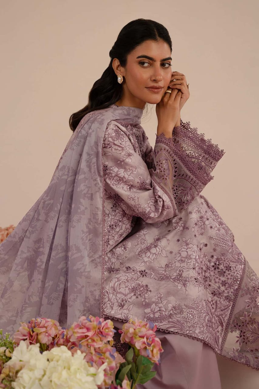 Afrozeh Light Purple Lawn Embroidery 3pc Unstitched