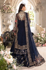 Maria B Blue Wedding Collection organza Emb Dress 3piece Unstitched