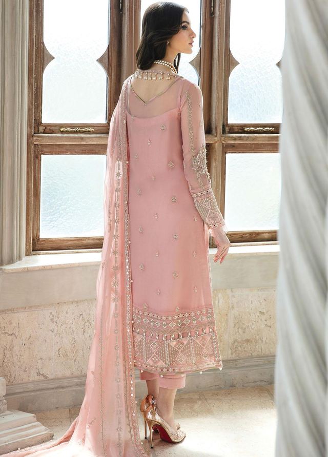 Gulaal Peach Formal Collection Chiffon Dress 3pc