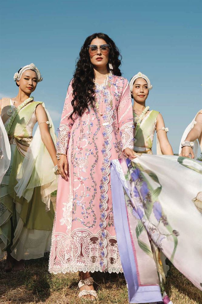 MUSHQ PINK CHIKANKARI LAWN EMBROIDER DRESS