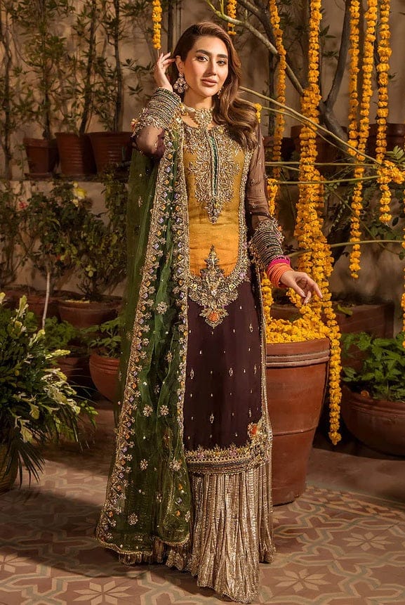 Khuda Baksh Chiffon Brown Formal Collection 3piece Unstiched