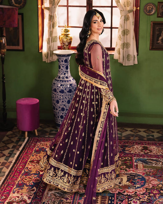 Asim Jofa Purple Wedding Collection Soft Net Maxi New Arrival