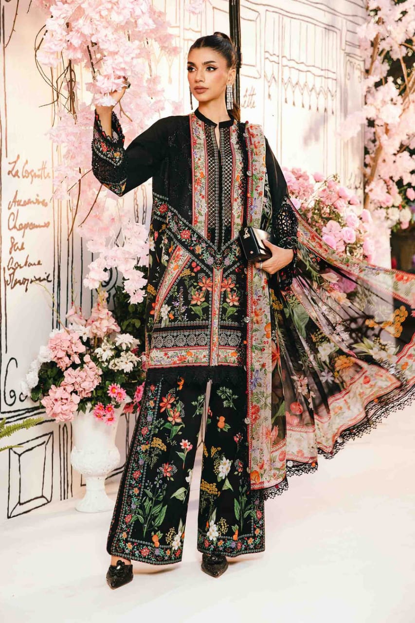 M.B Black Mprints 2025 Luxury Lawn Embroidered Collection Unstitched