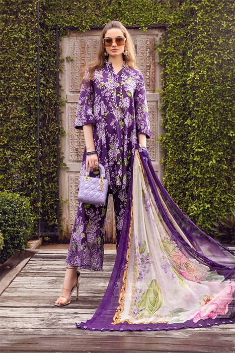 Maria b Purple Chikankari Lawn Emb Dress 3pc