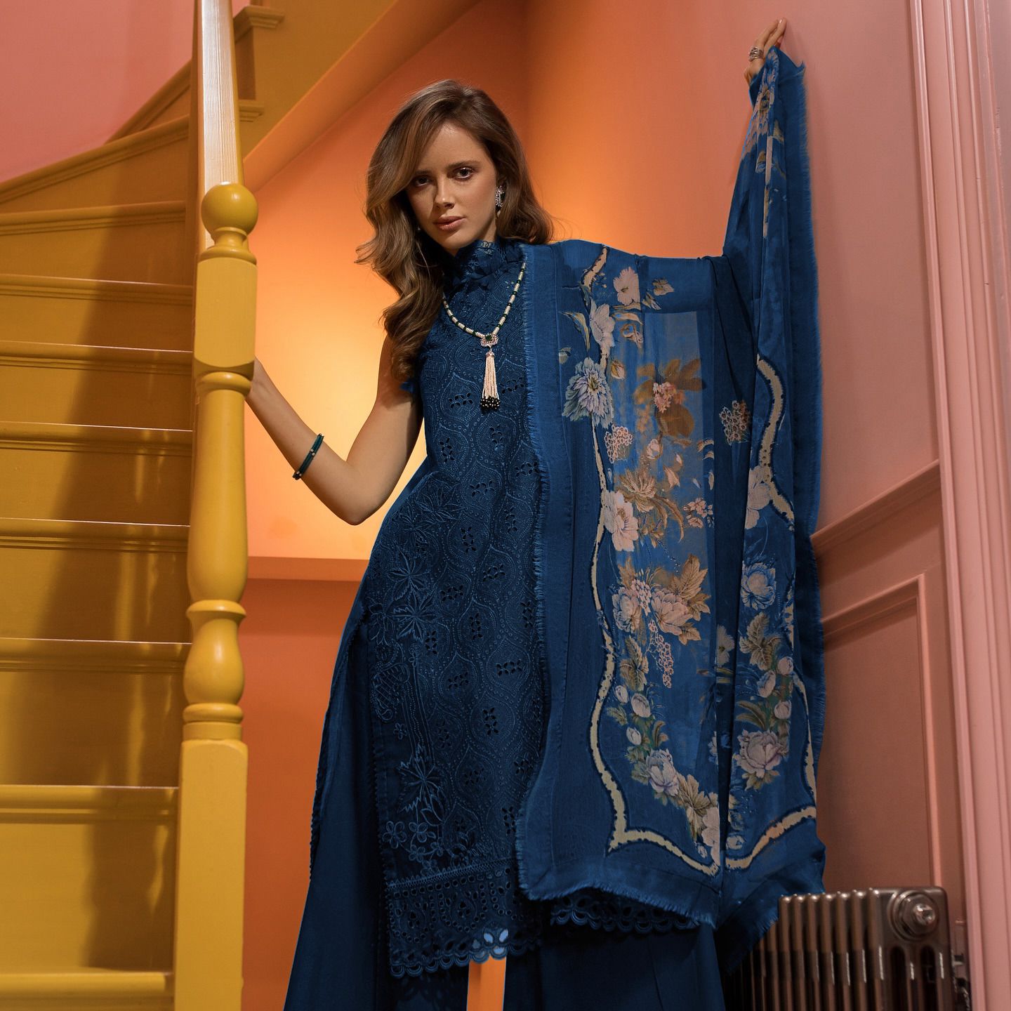 SOBIA NAZIR BLUE CHIKANKARI LAWN EMBROIDERY DRESS