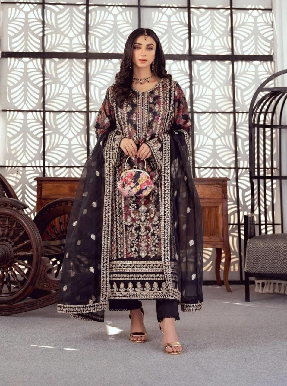 BINT-E-NOOR Black Sami Stitched Formal Collection 3Piece