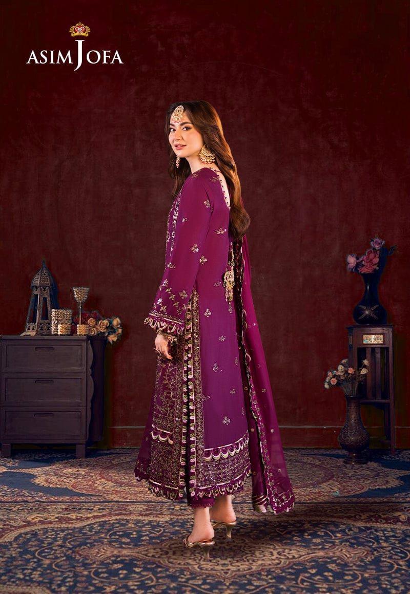 A.J Purple Chiffon Formal Collection Embroidery Unstitched