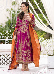 F.T.A Pink Wedding Collection Hand Work Chiffon Dress