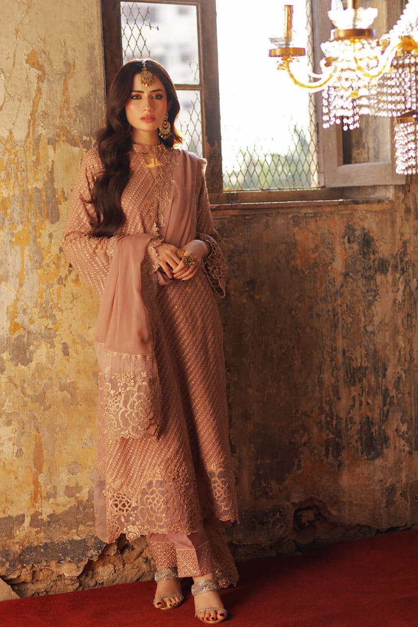 Azure T Pink Chiffon Formal Collection New Arrival 3PC Unstitched