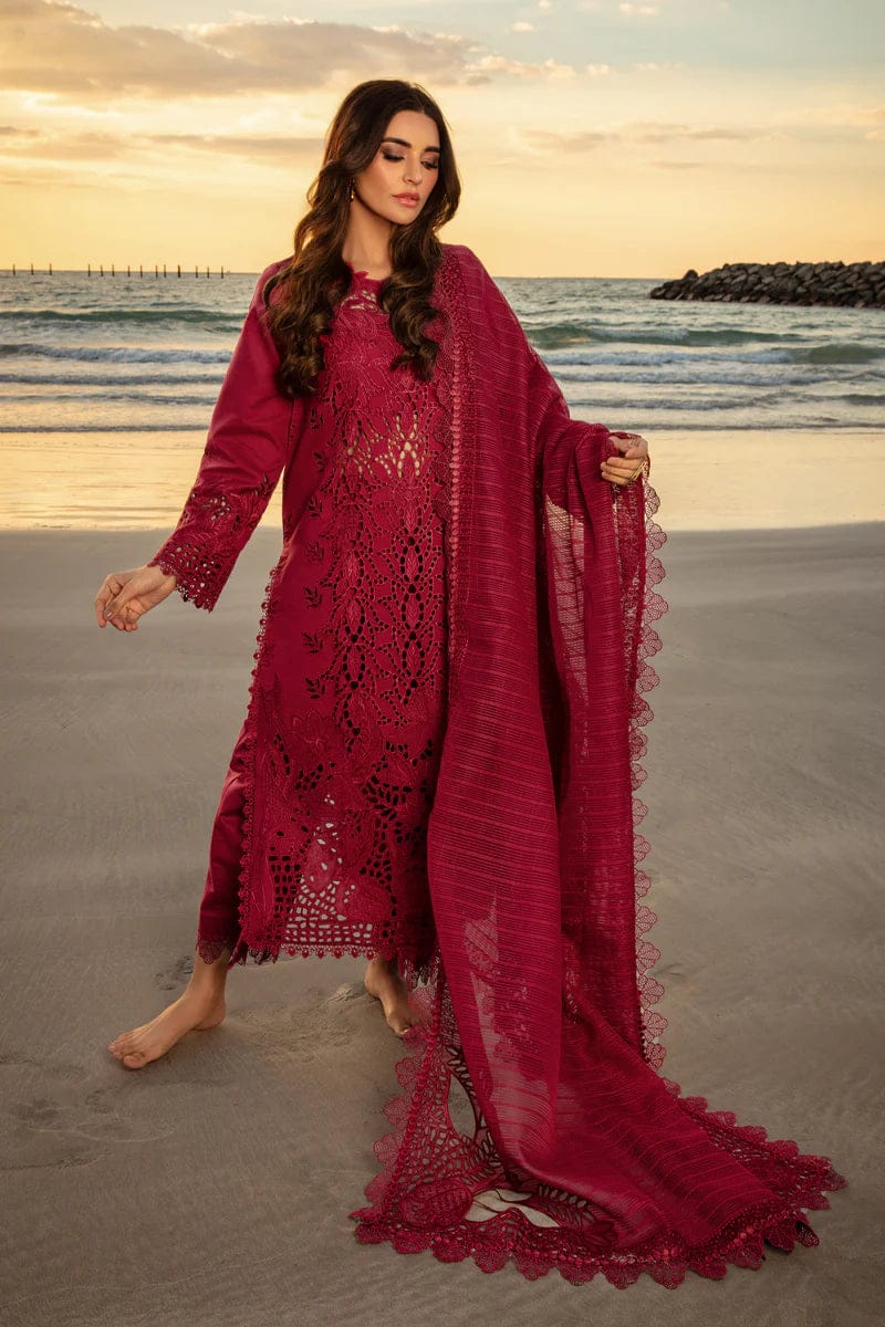 Rang Rasiya Maroon Lawn Chikankari 3pc Unstitched