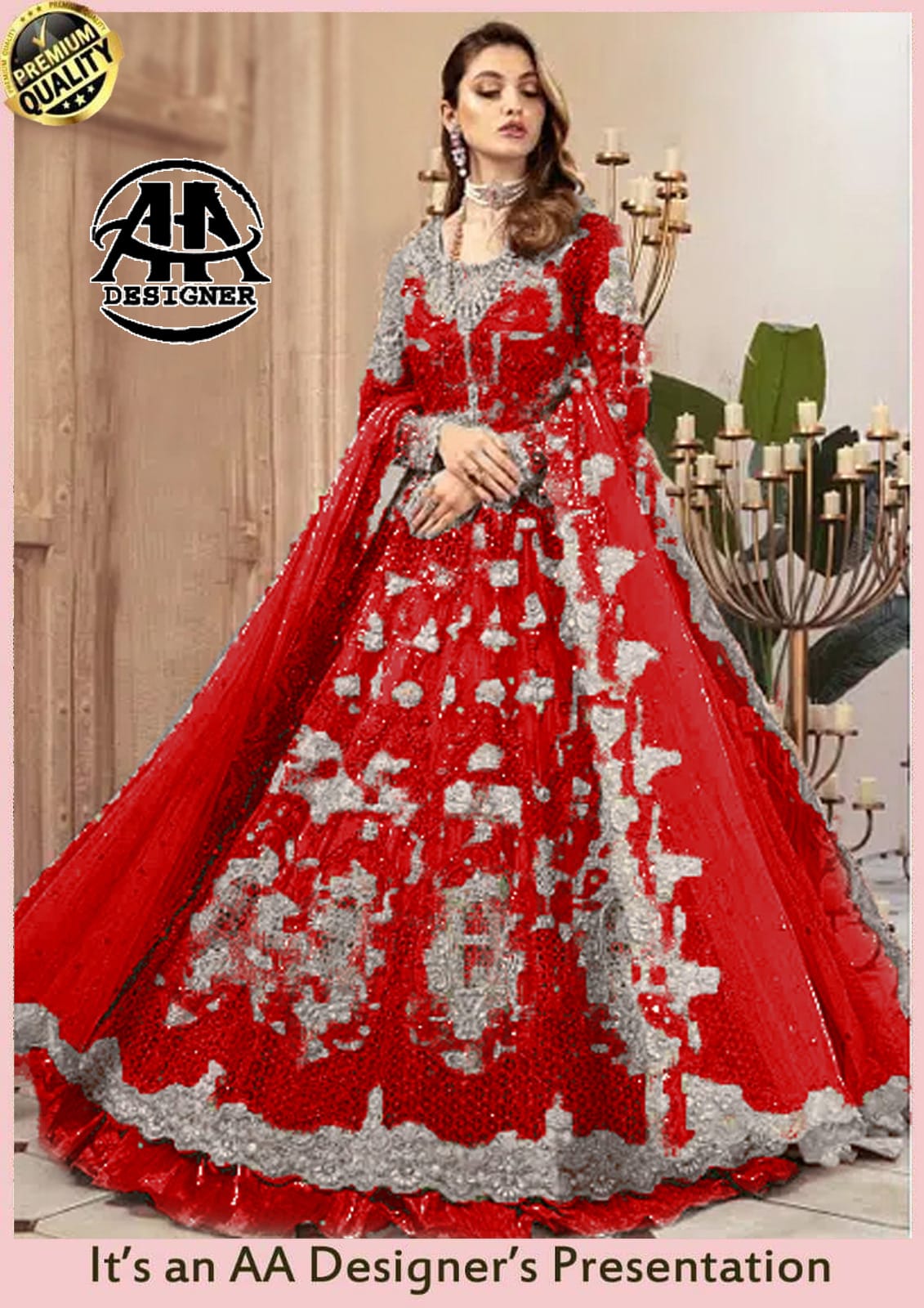Maria b Red Wedding Collection Maxi Net Fabric Unstitched