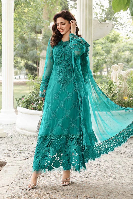 Maria B C Green Chiffon Embroidery Formal Collection 3pc Dress