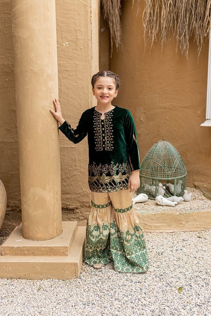 Kids Collection D002 Party Wear Dress Chiffon Fabric Unstitched