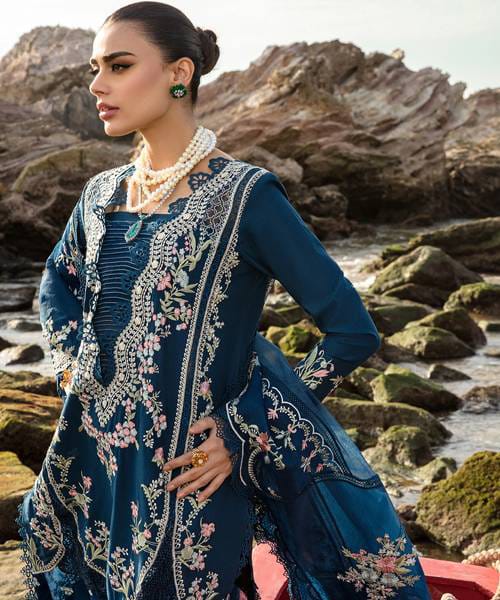 Crimson Blue New Arrival Chikankari Lawn Embroidery Dress