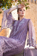 M.B Purple Lawn Chikankari Embroidery 3pc Unstitched Dress