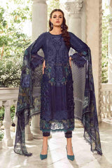 Maria B Blue Lawn Embroidery Chikankari Dress 3pc New Arrival