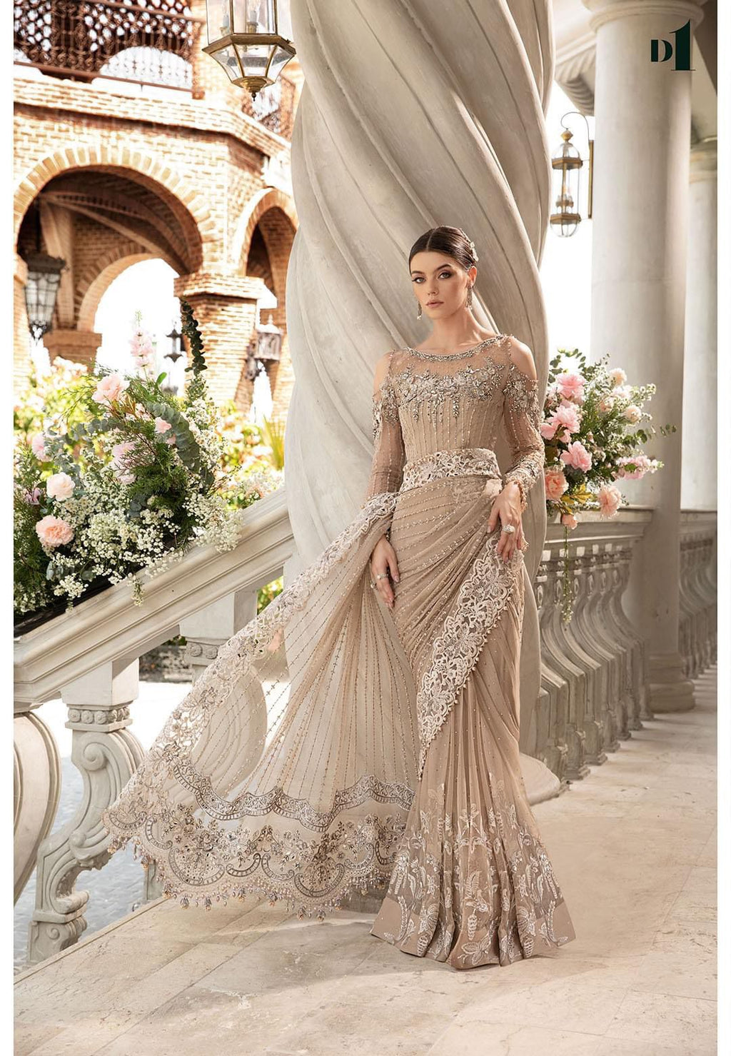 Maria B Wedding Collection Saree Beige New Arrival