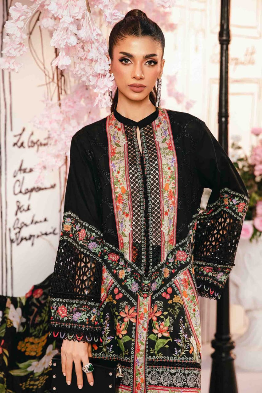 M.B Black Mprints 2025 Luxury Lawn Embroidered Collection Unstitched