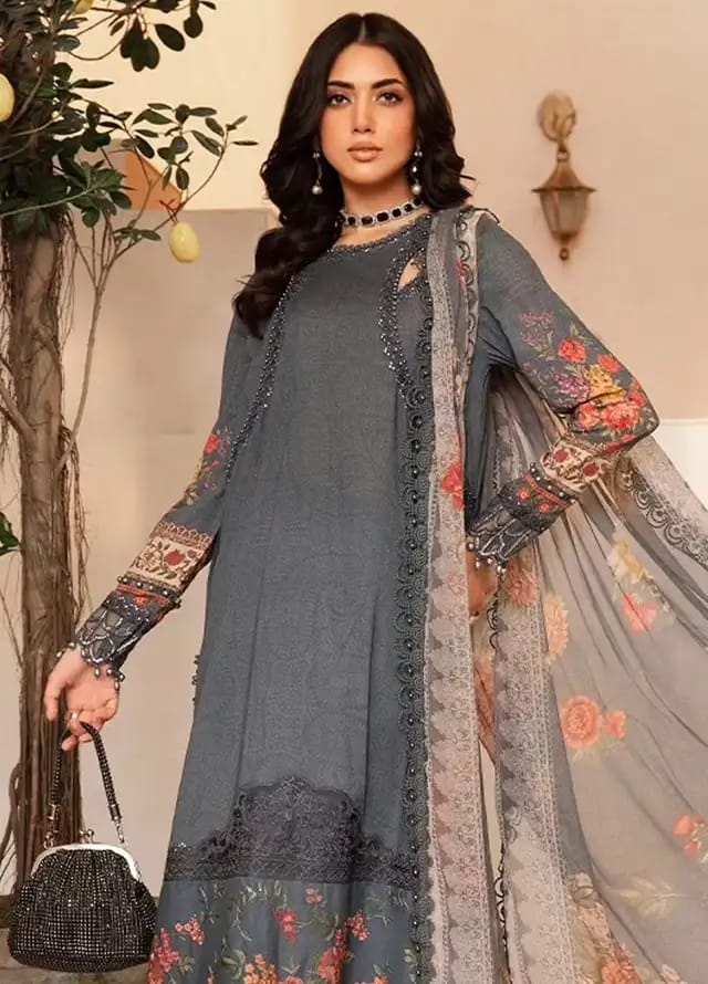 Maria B Gray Pure Lawn Embroidery Summer Collection