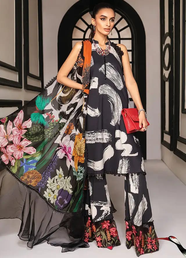 Maria B Black New Arrival Print & Embroidery Collection 3pc