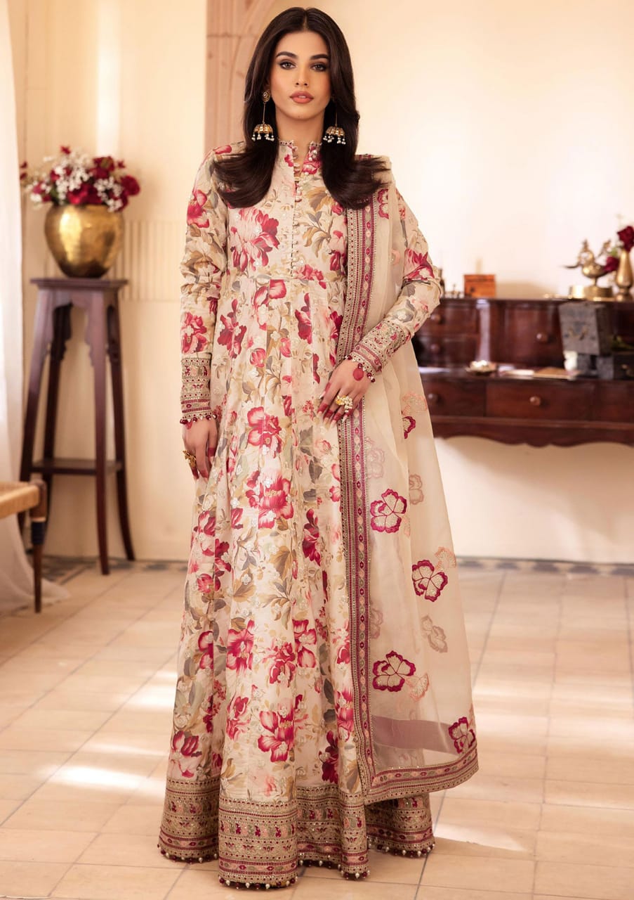 Iznik Peach Pure Lawn Embroidery Full Suit Flair Luxury Collection 3pc
