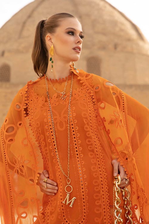 Maria B Orange Chikankari Lawn Dress
