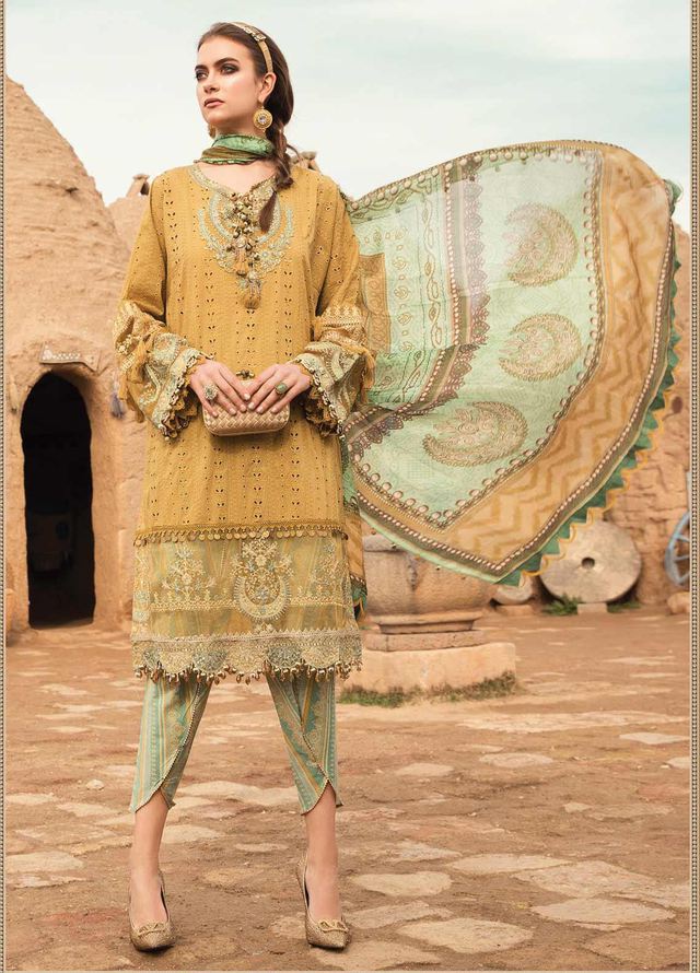 M.B Mustard Lawn Summer Collection Emb 3pc Unstitched