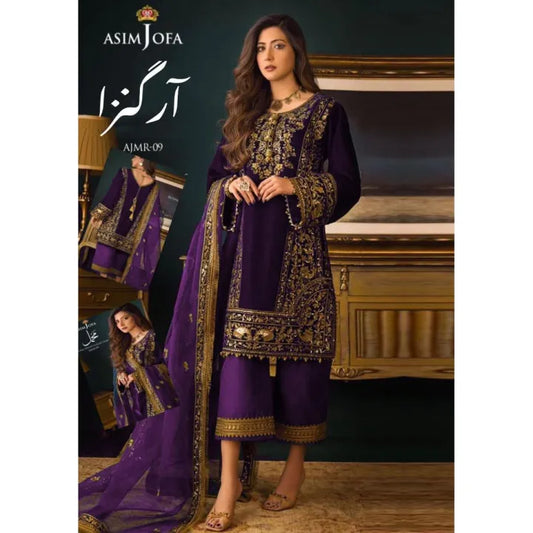 Asim Jofa Purple Formal Collection Organza Dress 3pc