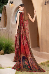 M.B Maroon printed Lawn Embroidery 3pc Unstitched Dress