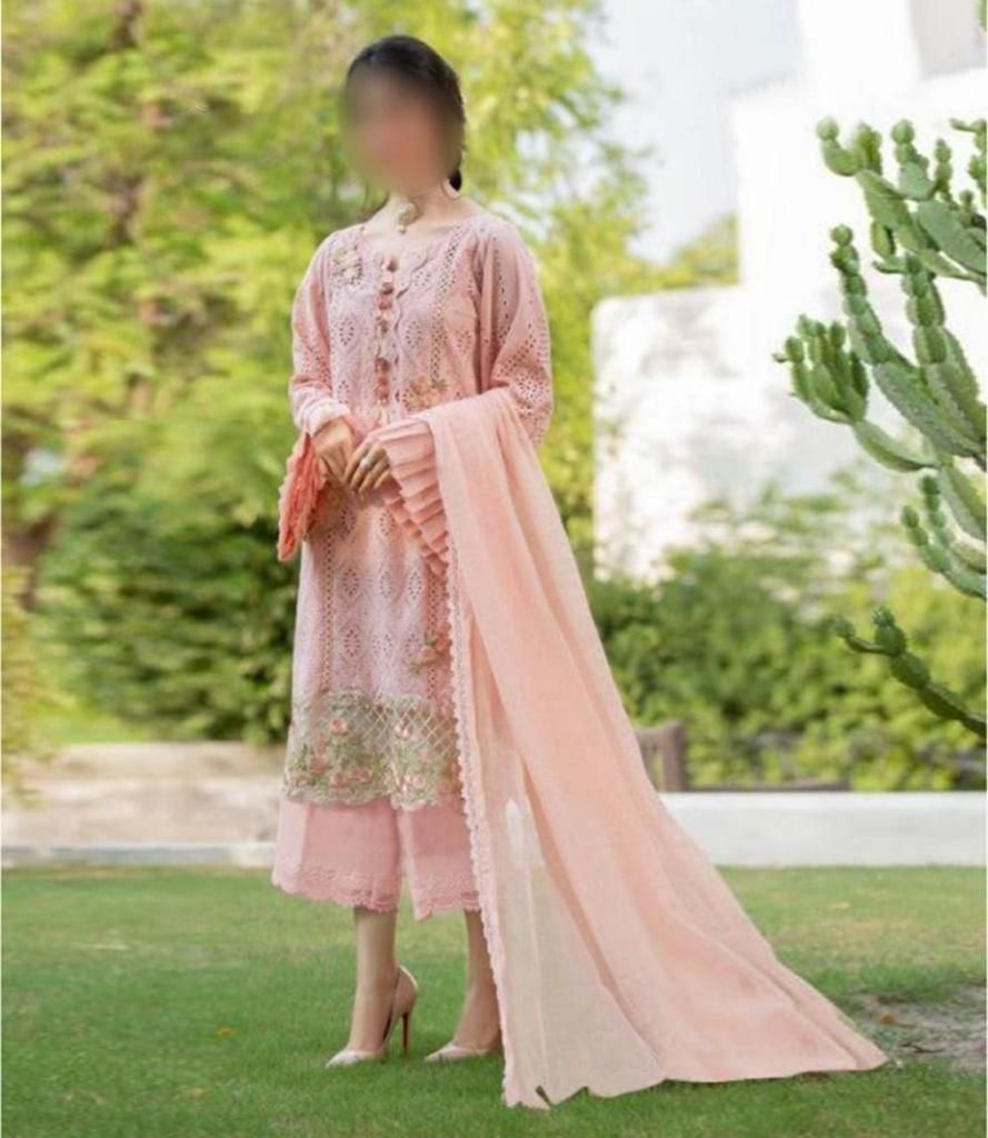 zarqash Cotton Embroidery dress chikankari T Pink