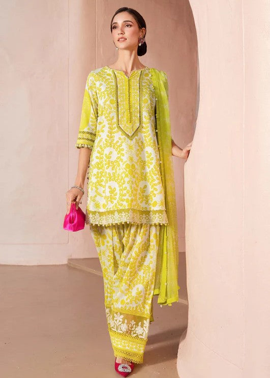 M.B Green printed Lawn Embroidery 3pc Unstitched Dress