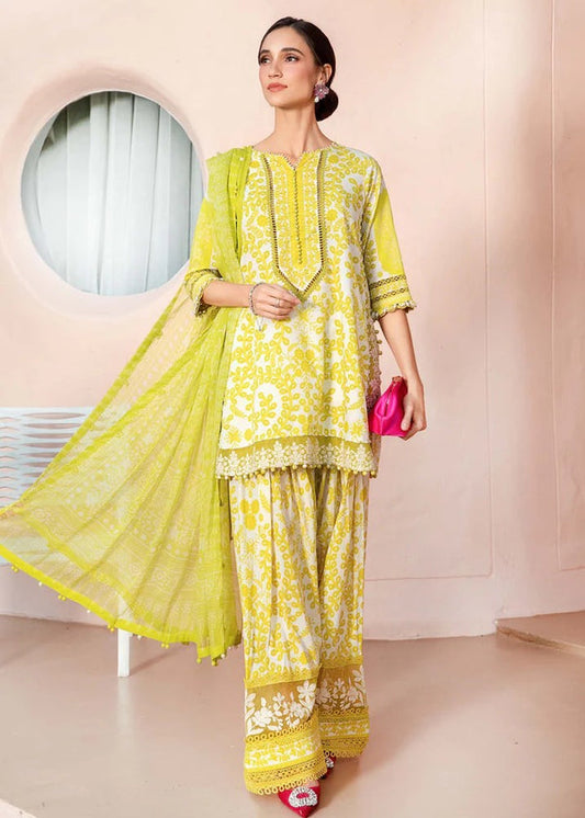 M.B Green printed Lawn Embroidery 3pc Unstitched Dress